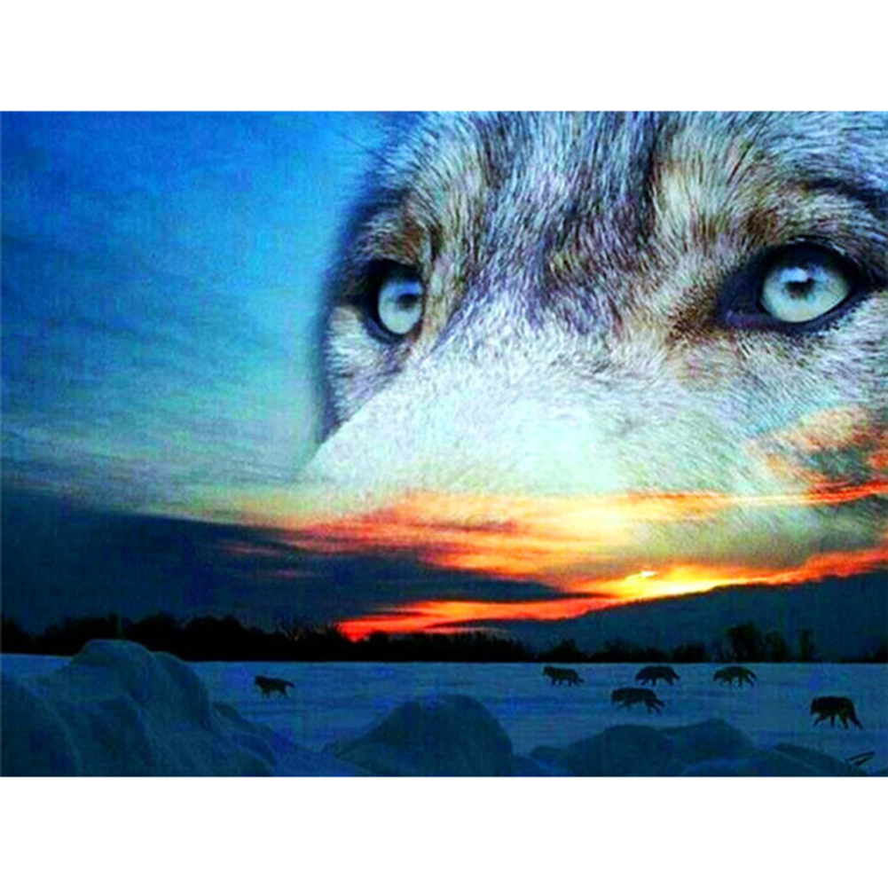 

30*40CM - Round Drill Diamond Painting - Snow Gray Wolf, 501 Original