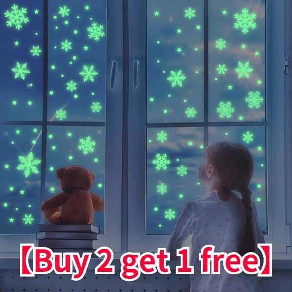 【Buy 2 Get 1 Free】 64 Pieces / Set Of Christmas Luminous Snowflake Stickers, Christmas Decorative Snowflake Stickers, Electrostatic Fluorescent Snowflake Stickers - Shop Trendy Women's Fashion | TeeYours