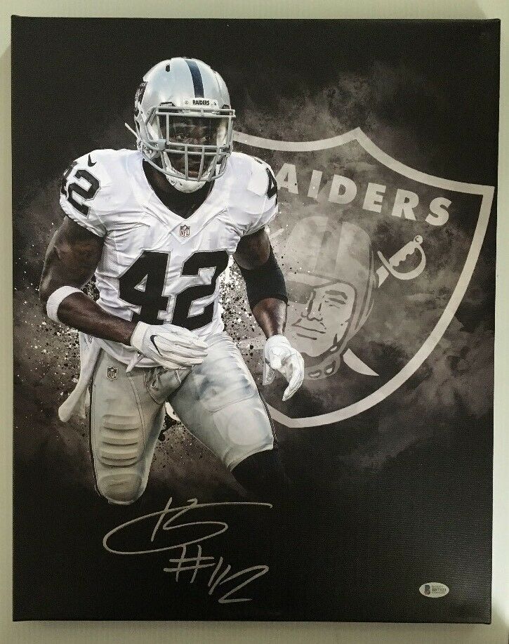 Karl Joseph Autographed Signed Custom 16x20 Canvas Oakland Raiders BECKETT COA 2