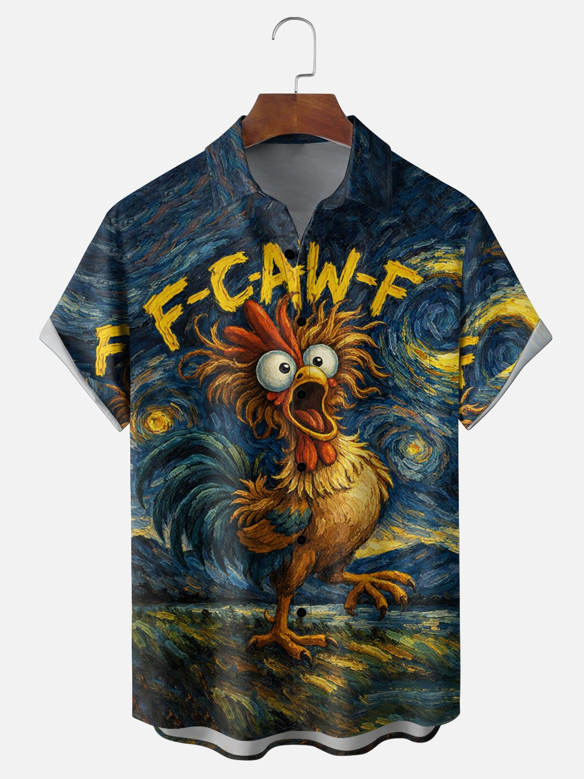 Moisture Wicking Fun F-C-A-W-F Chicken Chest Pocket Holiday Hawaiian Shirt PLUSCLOTHESMAN