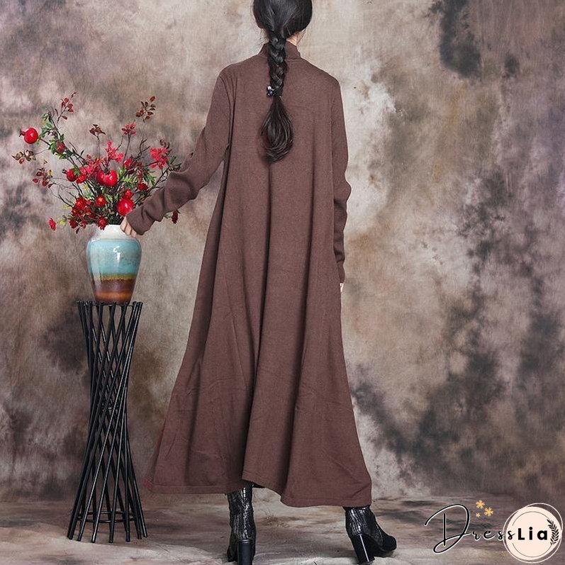 Solid Knitted High Neck Casual Dress ( Limited Stock)