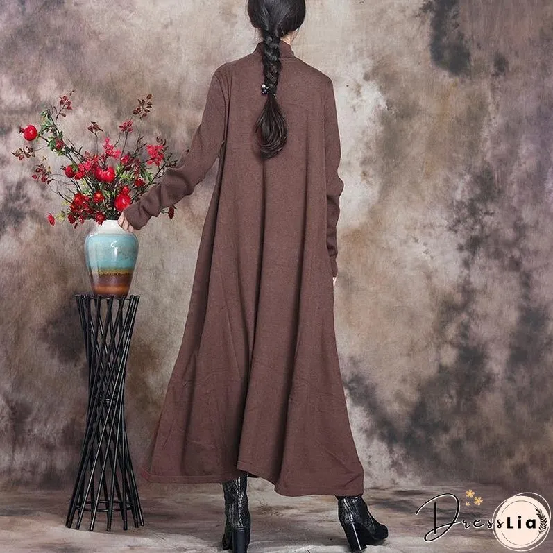 Solid Knitted High Neck Casual Dress ( Limited Stock)