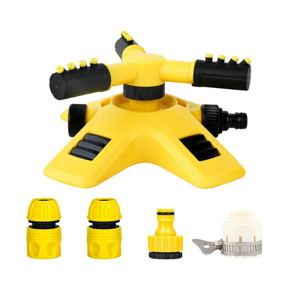 Xpoko 1 Set Garden Sprinkler 360-Degree Rotation Leak Free Plastic Automatic Rotating Garden Irrigation Sprinkler For Courtyard