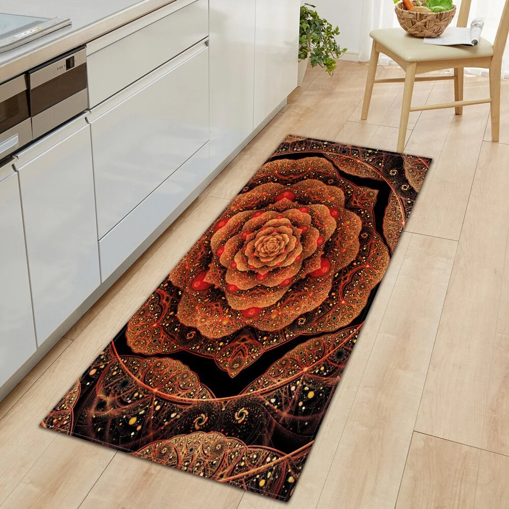 Kitchen Carpet Bedroom Living Room Hallway Floor Rug Home Anti-slip Entrance Doormat 3D Flowers Pattern Decorations Bedside Mat