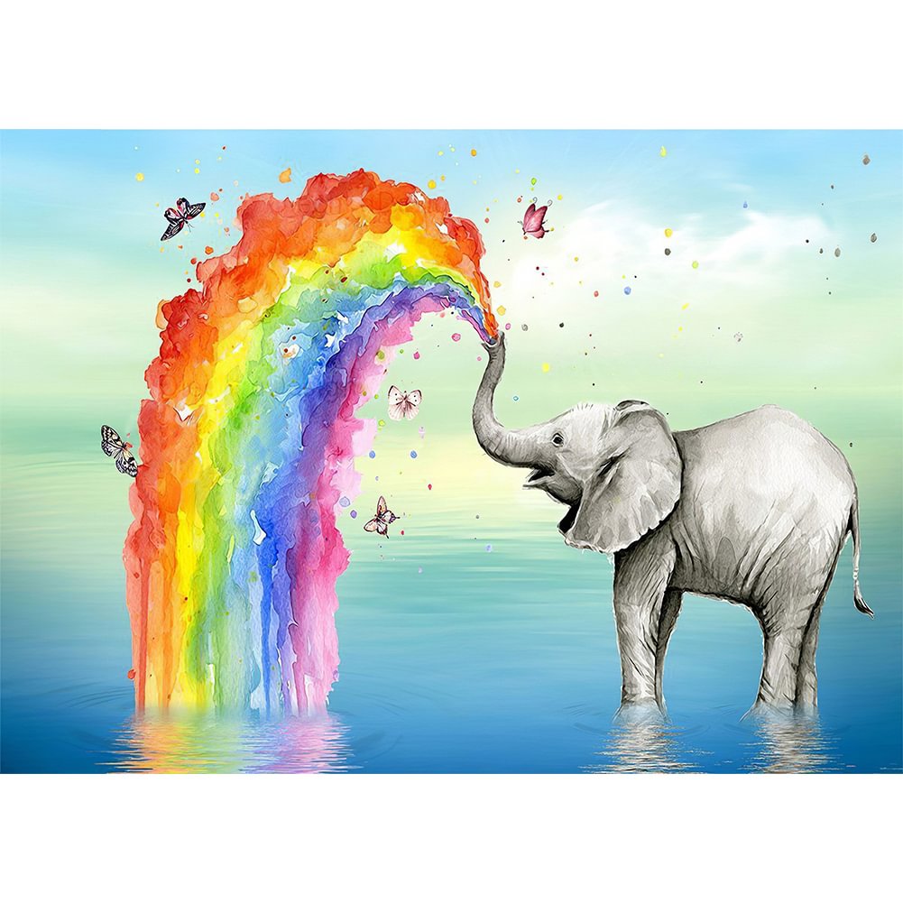 Rainbow Elephant - Full Round - Diamond Painting(40*30cm)
