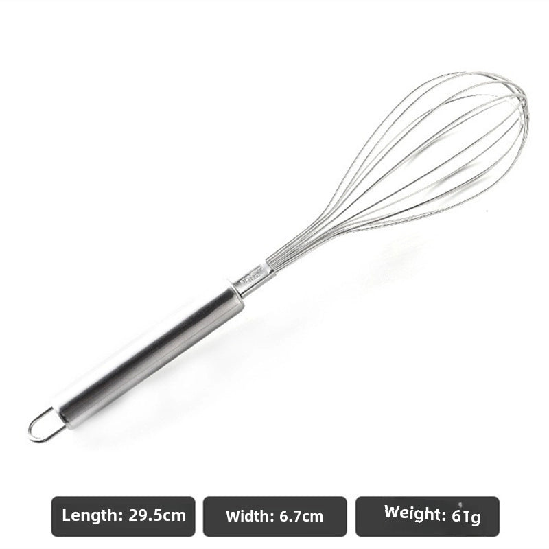 304 Stainless Steel Egg Beater Manual Thickening Manual Mixing Rod And Noodle/egg Whisk Lengthened Baking Tool