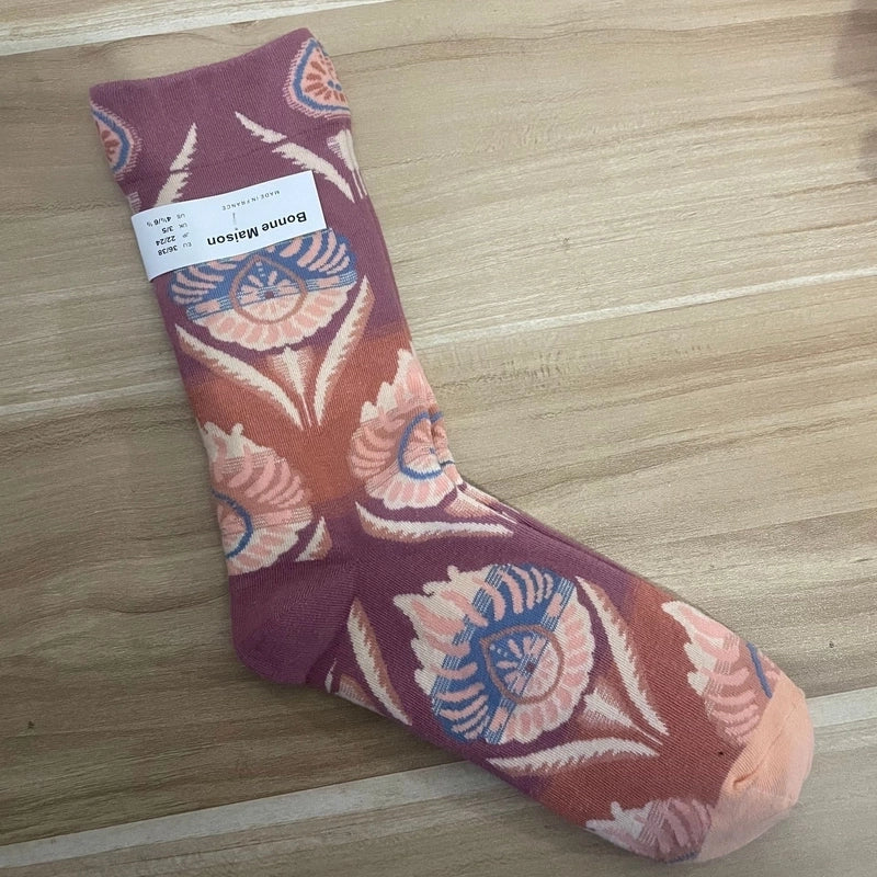 Women’s Minimalist Human Houndstooth Cotton Crew Socks A Pair