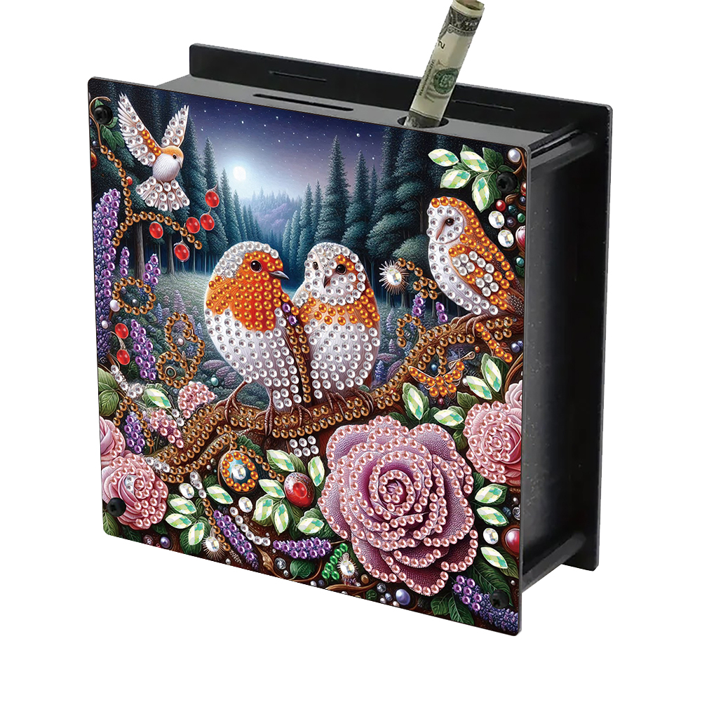 Wooden Robin DIY Diamond Painting Change Holder Case Ornament for Home Decor