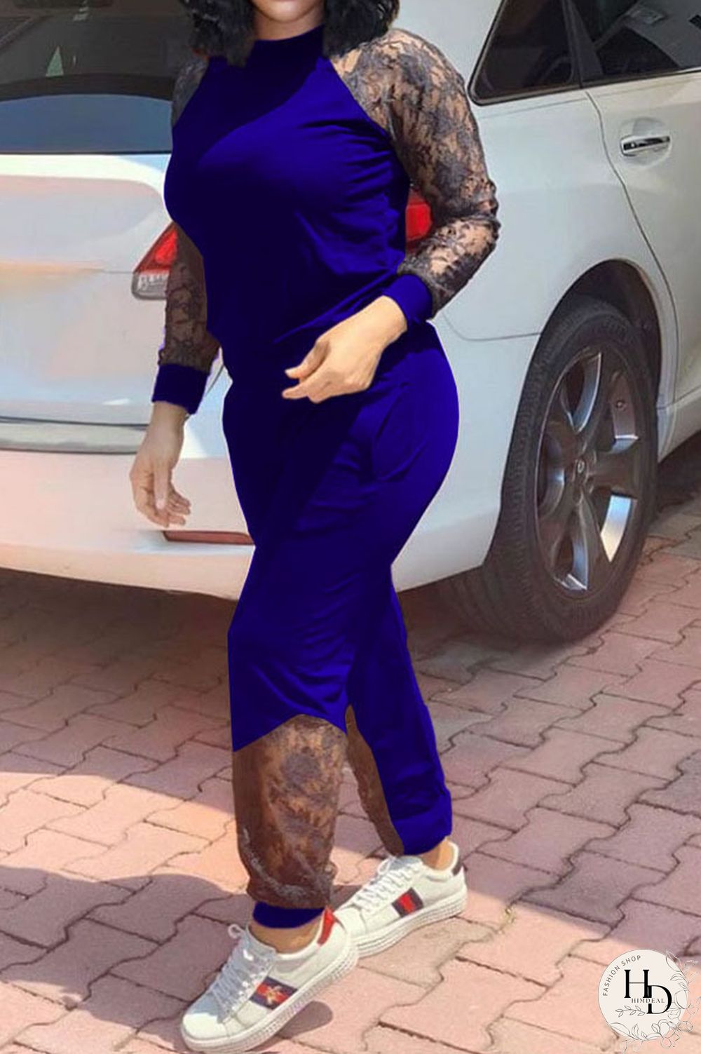 rose red Polyester Casual Solid Regular Long Sleeve Two Pieces