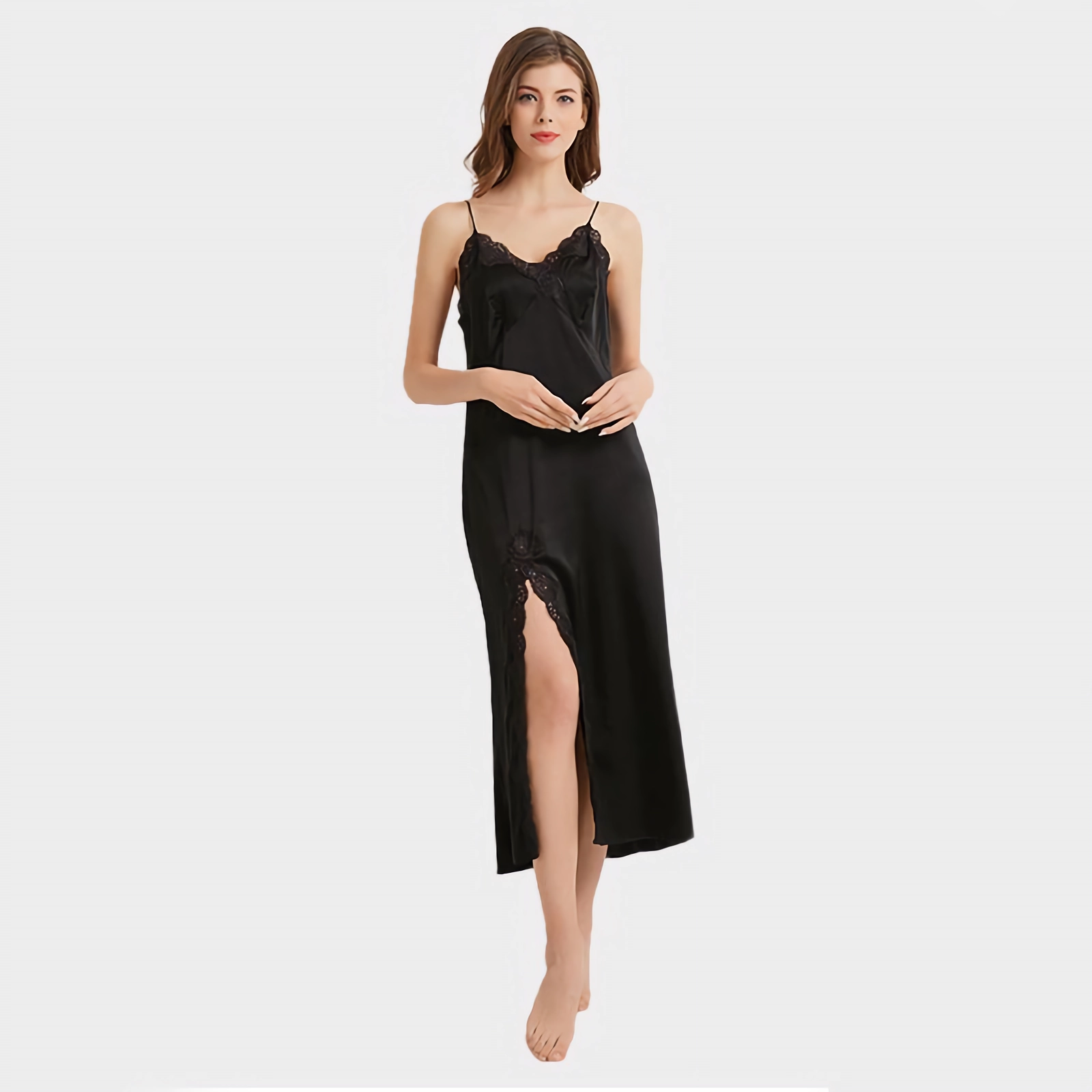 19 Momme Beautiful Design Long Silk Slip Nightgown REAL SILK LIFE