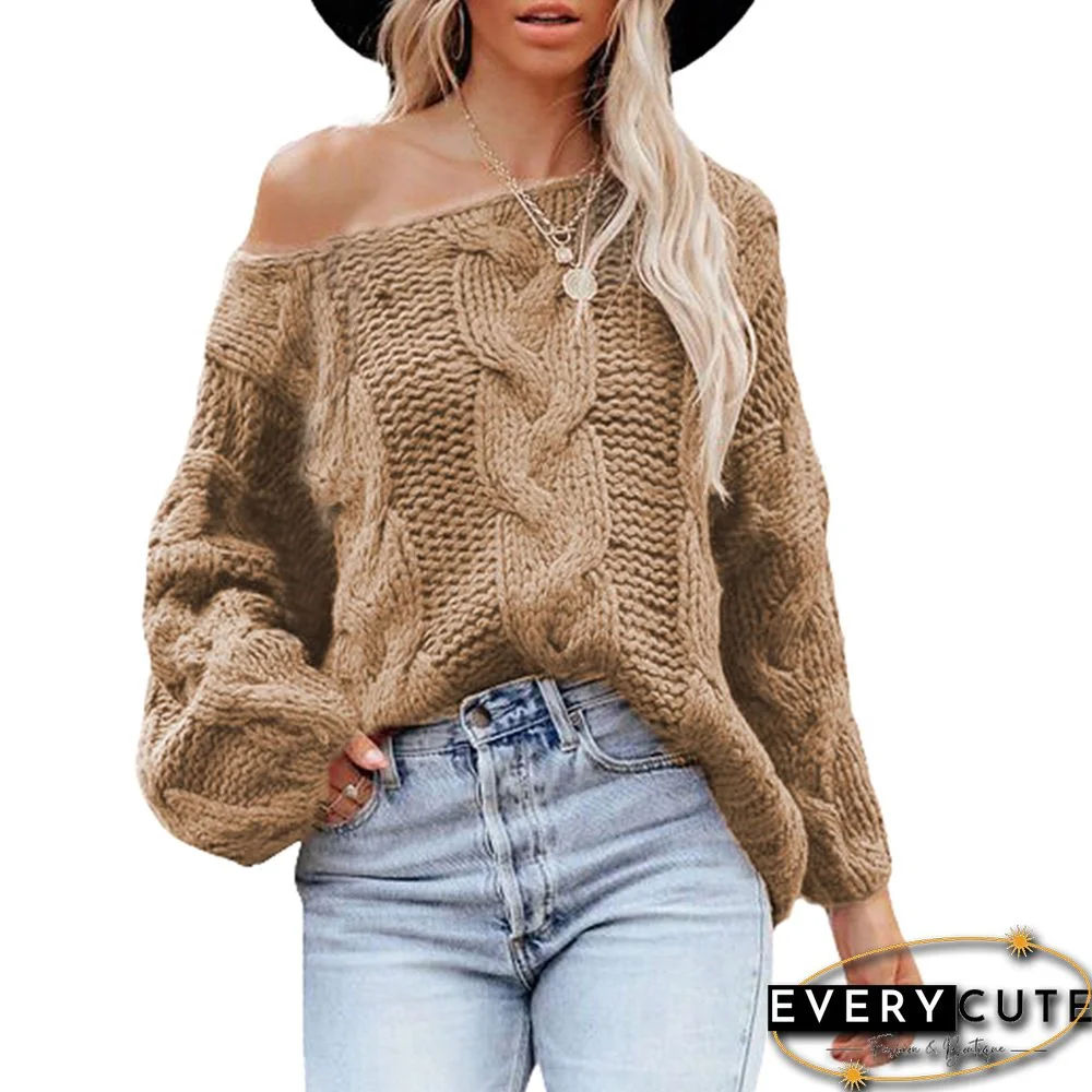 Khaki Oversize Pullover Knit Sweater