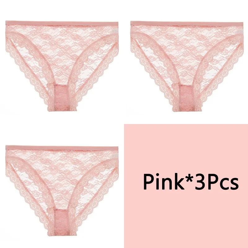 FINETOO Sexy Lace Panties Women 3Pcs/set Underpants M-2XL Big Size Underwear Sexy Floral Low Waist Briefs Panties Girls Lingerie