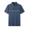 Cotton lapel striped business casual polo shirt