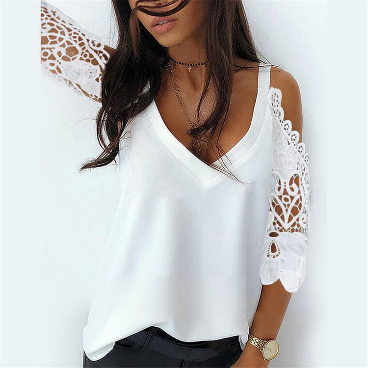 Off Shoulder Half Sleeve Blouse Women Shirt New Summer Party Ladies Tops Bare Shoulders V Neck Lace Sexy Blouses