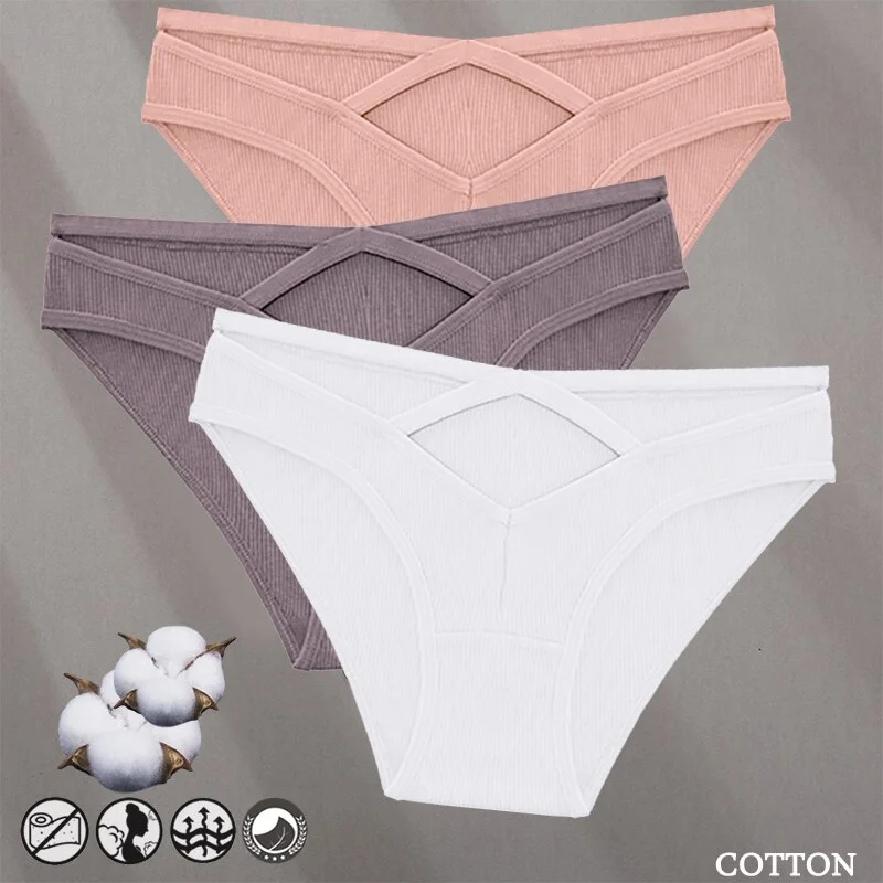 Billionm Women Sexy Cotton Underwear V-Waist Hollow Out Panties Briefs Solid Color Intimates Lingerie Female Comfortable Panty
