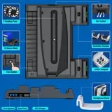 Dinofire PS5 Stand with Controller Charging Station and Vertical Stand with Cooling Fan for PS5 & Dual Controller Charger-Black