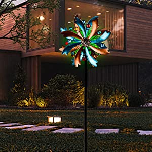 Solar Wind Spinner with Metal Garden Stake