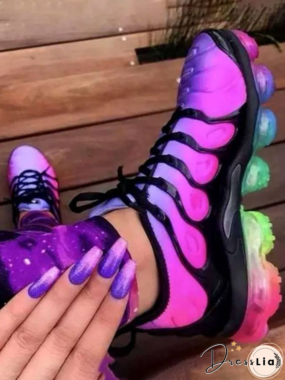 Rainbow Gradient Lace-Up Air Sneakers