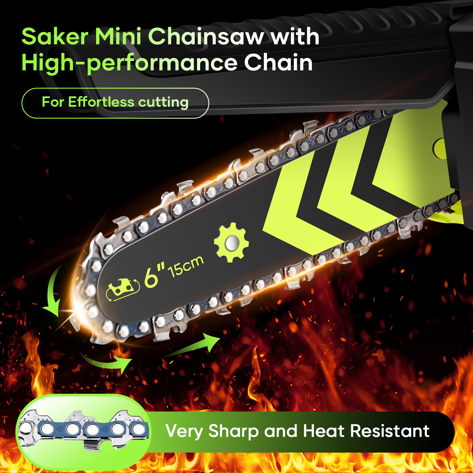 Saker Mini Cordless Handheld Chainsaw 6 Inch