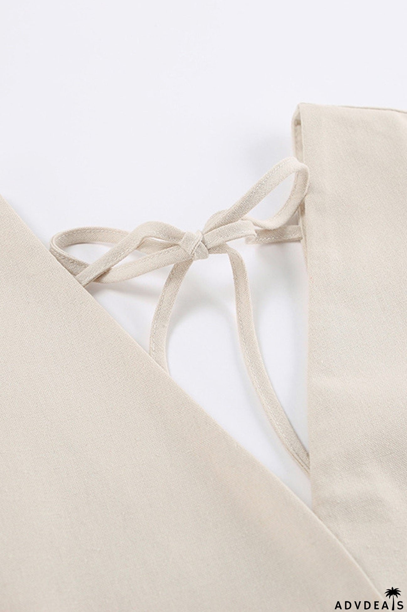 V Neck Single-breasted Cotton Linen A-line Dress