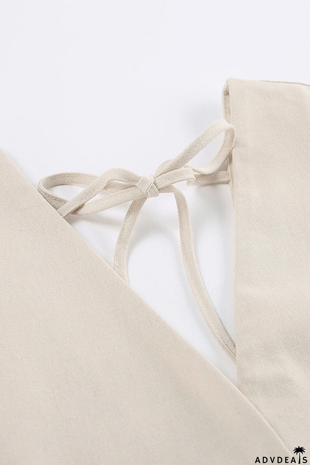 V Neck Single-breasted Cotton Linen A-line Dress