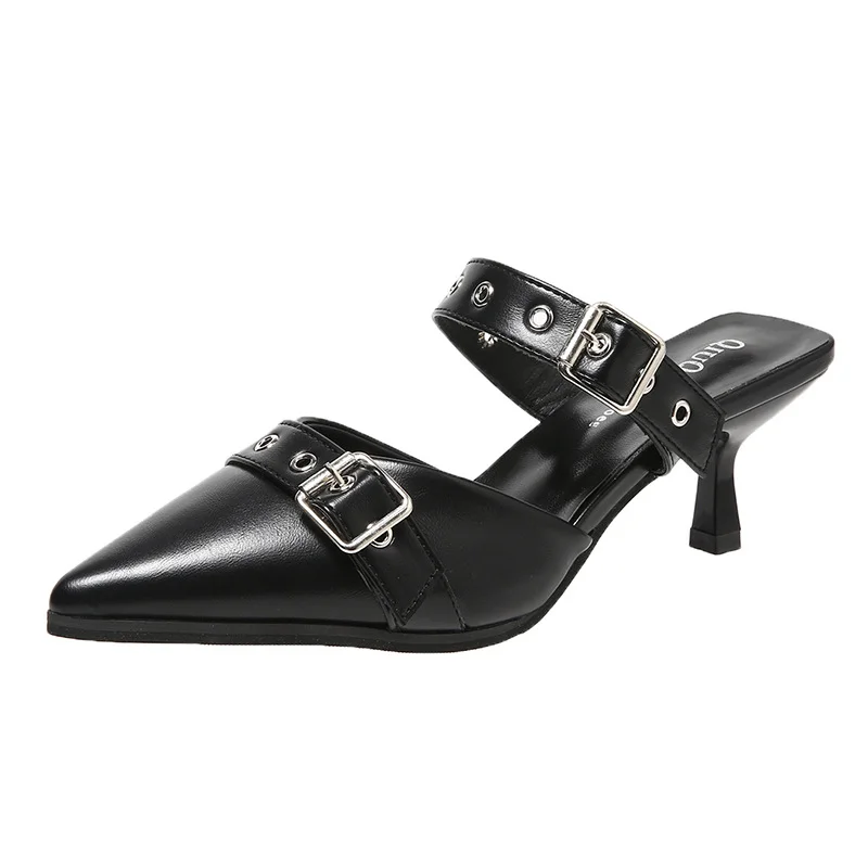 Tanguoant Tanguoant Half-Slipper Women's Shoes Wear The New Spring / Summer 2023 Pointed French Thin Heel Lazy Muller Shoes