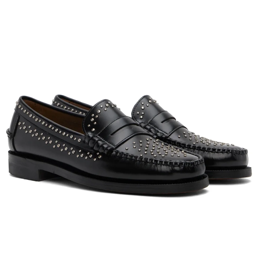 Merumote Gentleman's Oxford Loafers Shoes Rivet Stone Man's Shoes Party Wedding Banquet Shoes-MERUMOTE