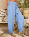 Long Elastic Loose Casual Trousers Harem Pants Pockets Wide Leg Pants