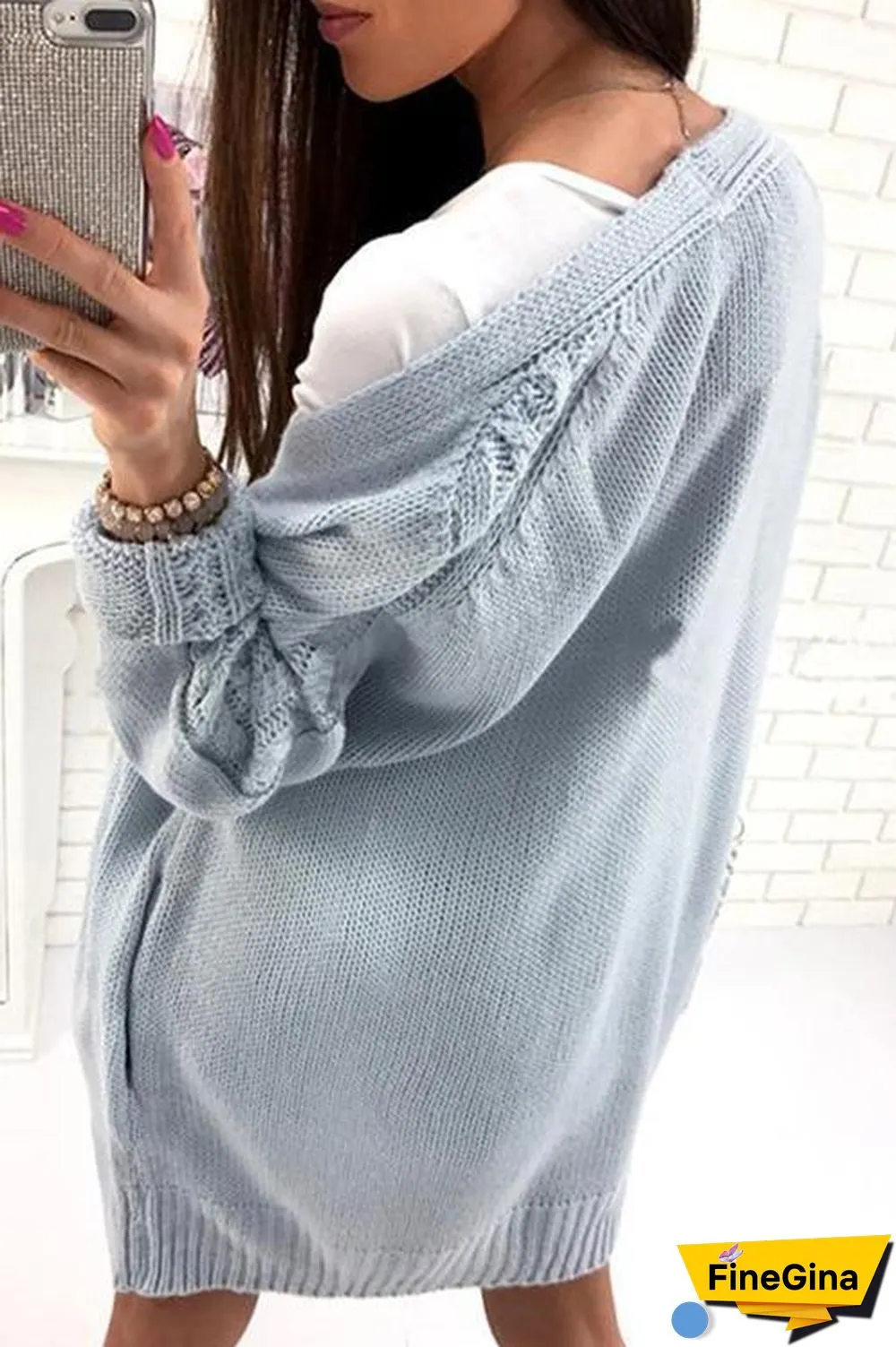 Casual Long Sleeves Long Cardigan