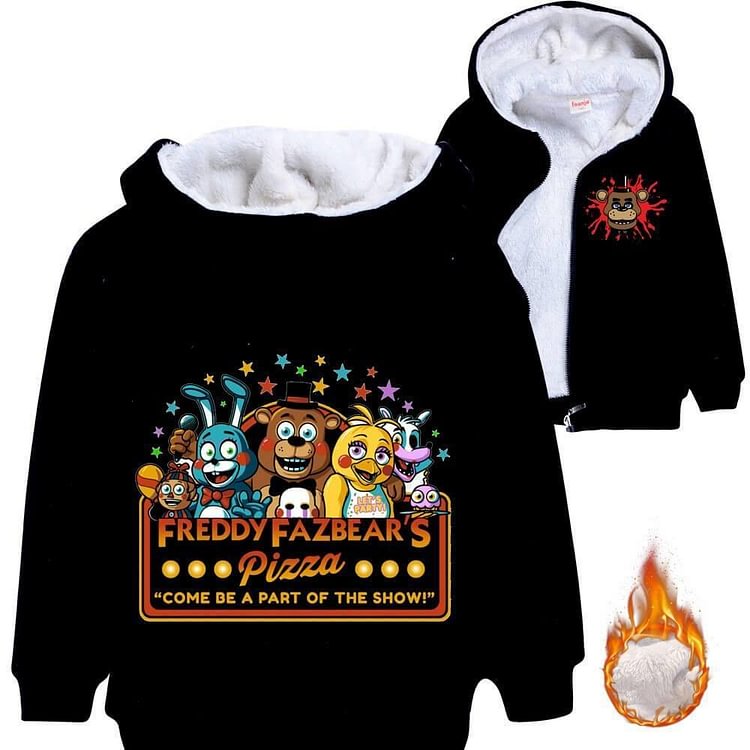 Mayoulove Boys Girls Fleece Lined Cotton Zip Up Hoodie In Five Nights At Freddy-Mayoulove