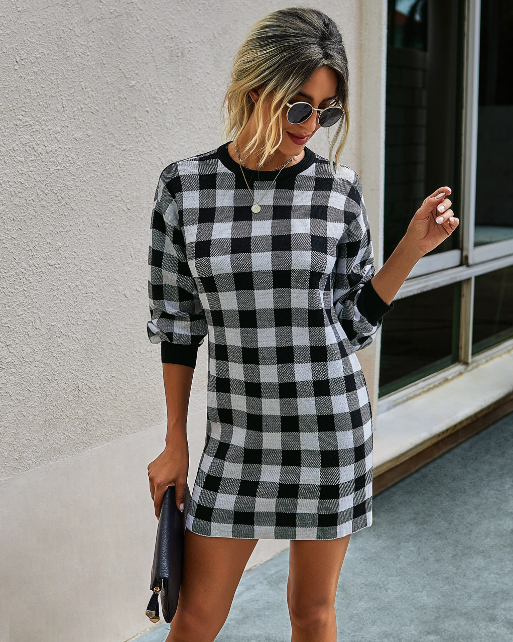 Mature Women Summer Fashion Plaid Wrap Hip Slim Slimming Dress