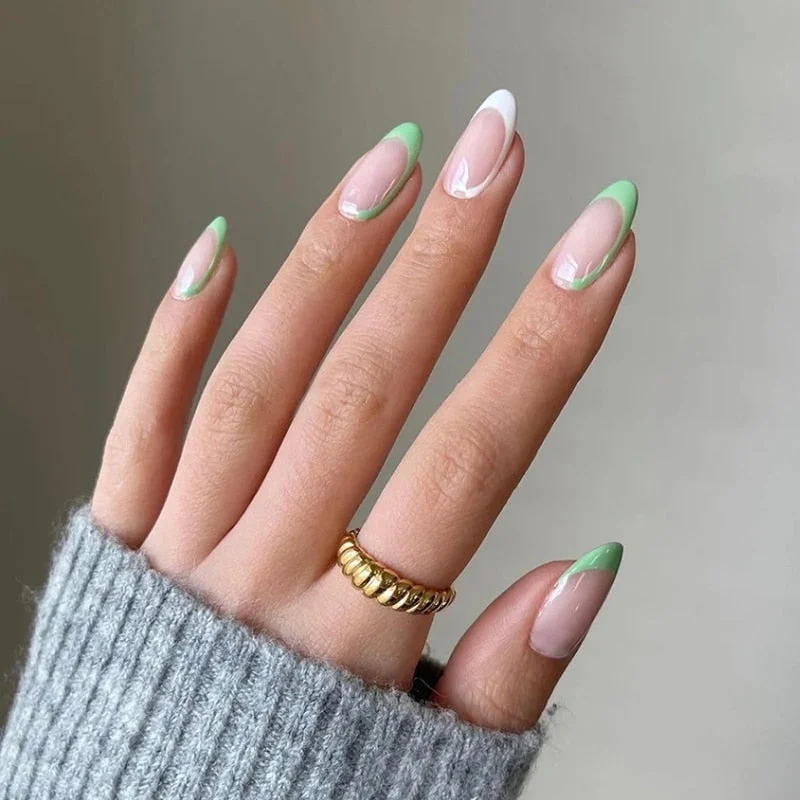 Fashion 24pcs/set French Nails For Women Simple Pink Ins Style Fake Nails With Glue Acrylic fake Full Tips False press on nail-Nail Inspo