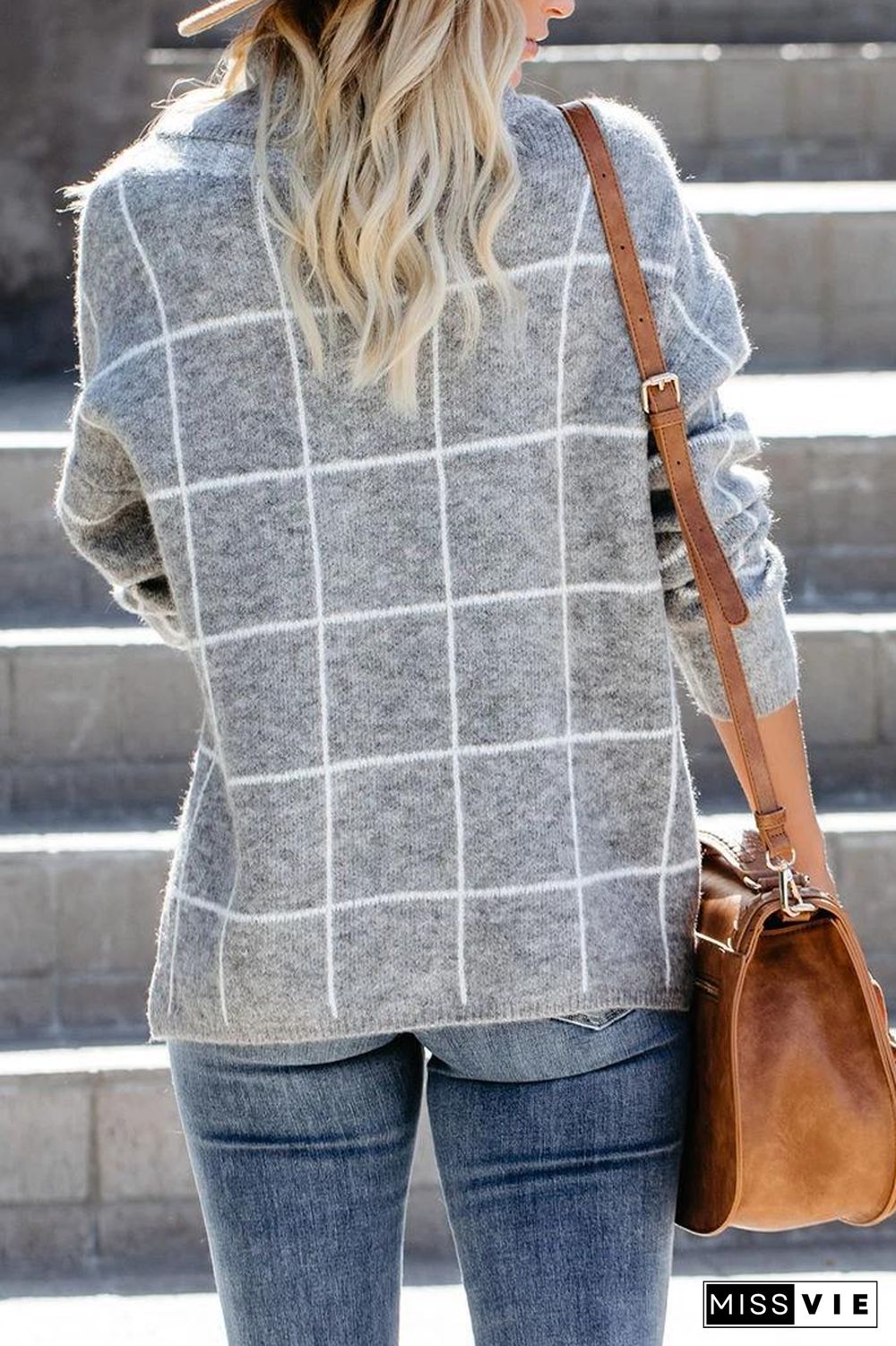Turtleneck Plaid Casual Sweater