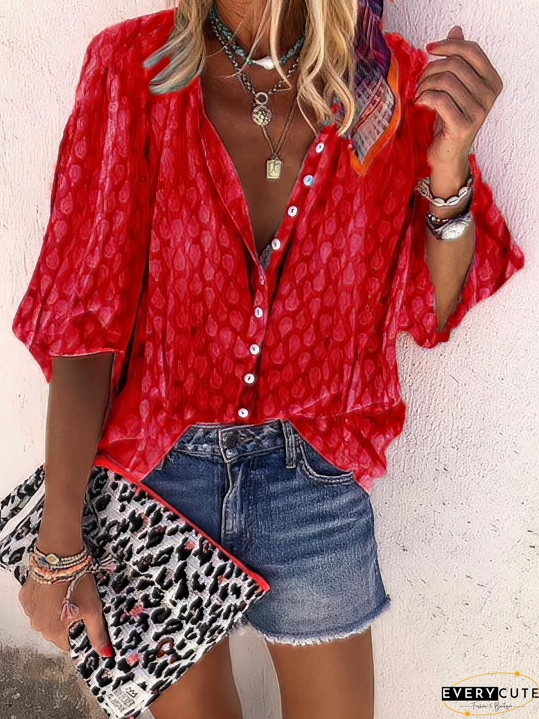 Casual Cardigan Long Sleeve Lapel Loose Buttoned Blouse