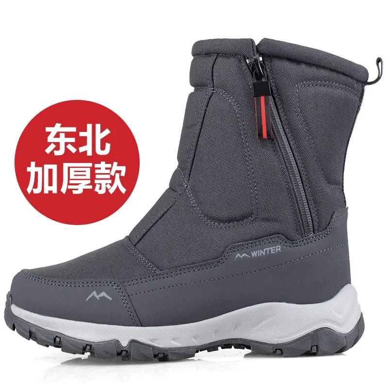 2021 winter new thick couple snow boots plus velvet warm outdoor leisure short boots Black platform snow boots women wedges