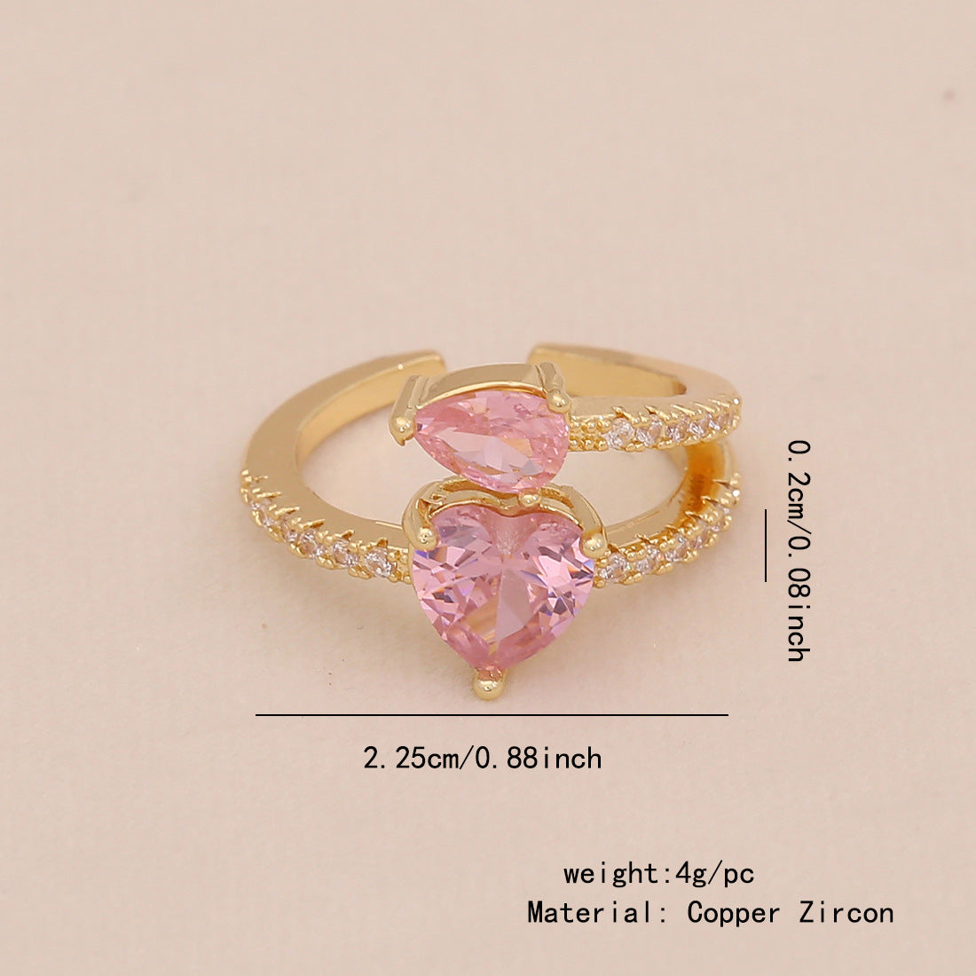 All-Match Love Zircon Open Ring Female All-Match Ins Style Bow Female Ring R118
