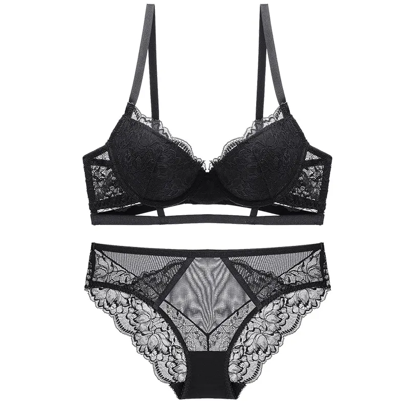 Churchf French Bra Set Breathable Cluster Sexy Thin Cup Thick Bra Comfortable Underwear