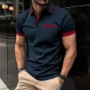 Men's New Casual Color Matching Business POLO Shirt