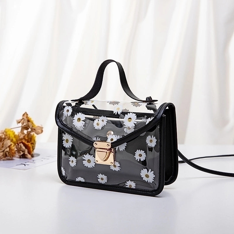 Women’s Large All Seasons Tpu Pu Leather Daisy Vintage Style Square Lock Clasp Shoulder Bag