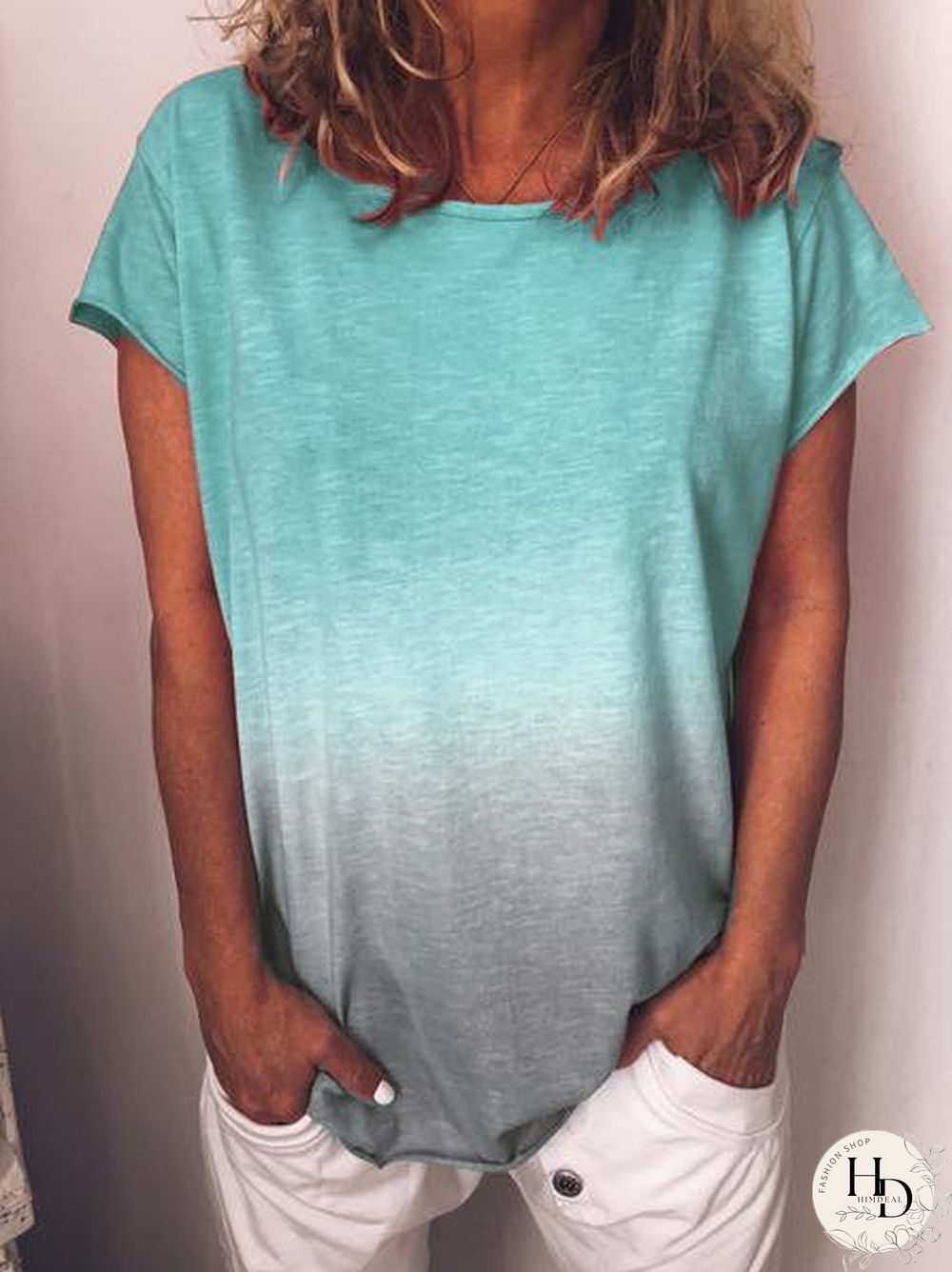 Women Cotton Crew Neck Plus Size Casual Short Sleeve T-shirt