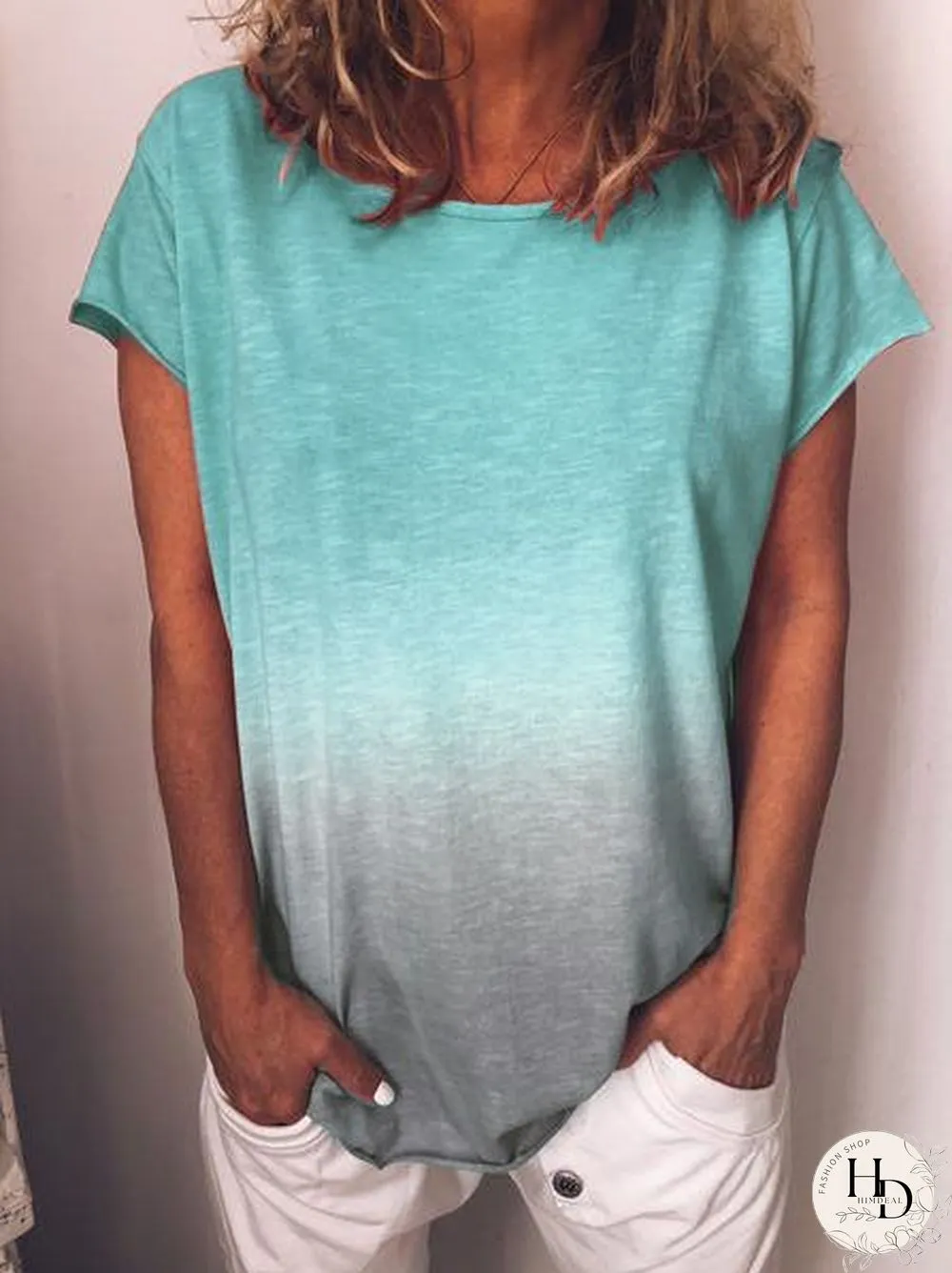 Women Cotton Crew Neck Plus Size Casual Short Sleeve T-shirt
