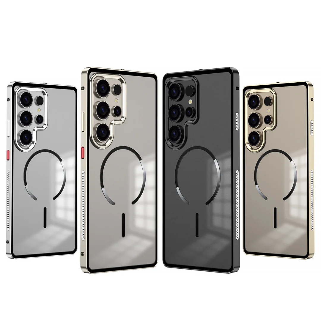 Suitable For Sansumg S25Ultra Metal Frame S25 Mobile Phone Case Samsung S24Plus Frosted Back Plate Magnetic Suction