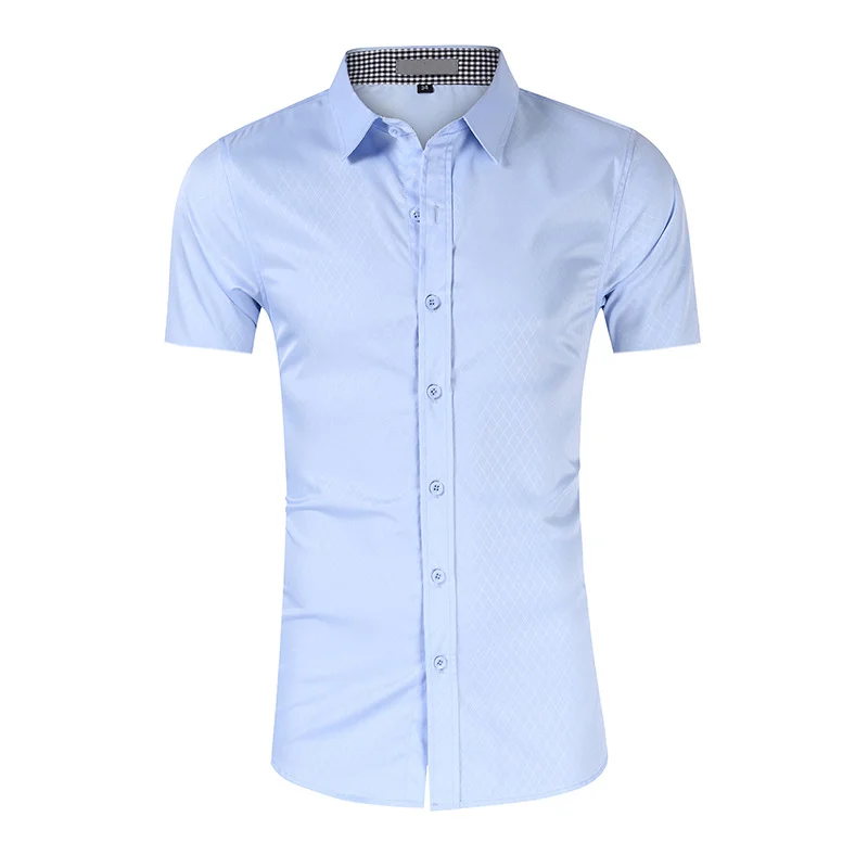 Men Short Sleeve Lapel Button Down Business Shirts