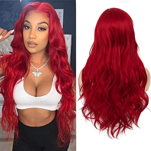 Jewtribute Hair®|Long Wavy Wig  for Black Women  Orange Red 