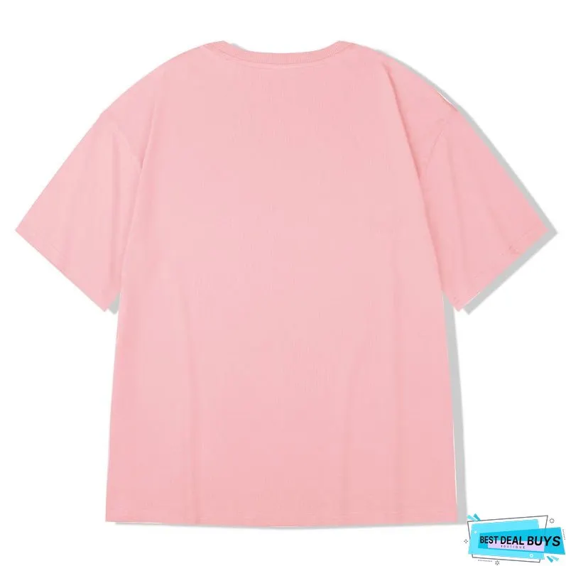 Men's Cotton Short Sleeve Over Sized Solid Color Loose T-shirt