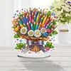 (US Local)Flower Double Sided Effect Table Top Diamond Painting Desktop Ornaments Kit (Pencil)