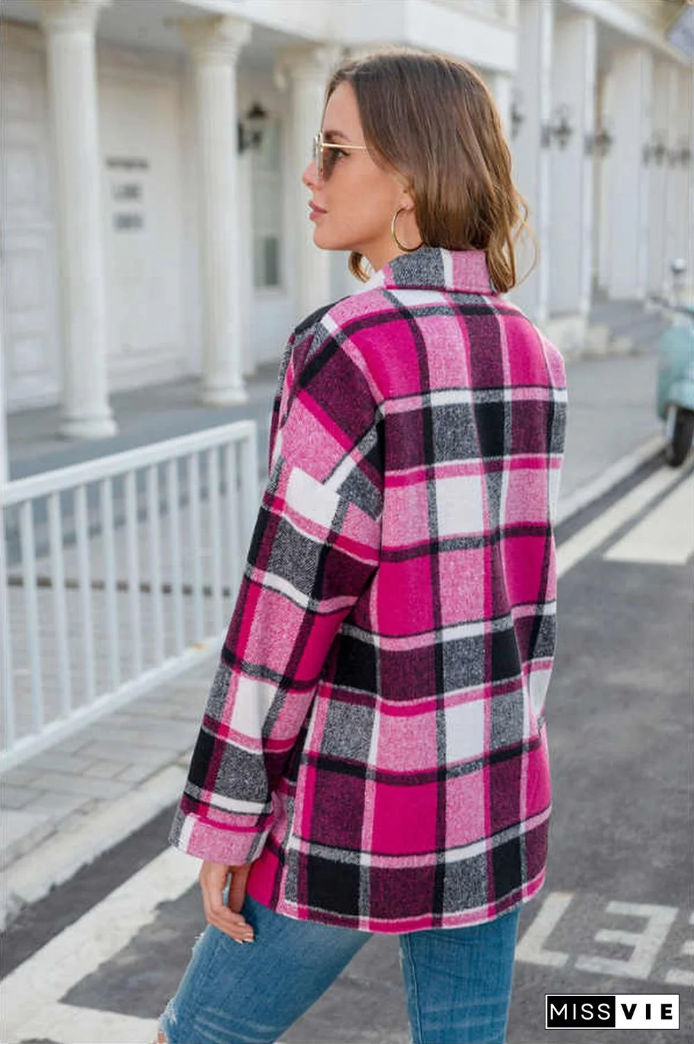 Fashion Regular Plaid Loose Shirt Coat