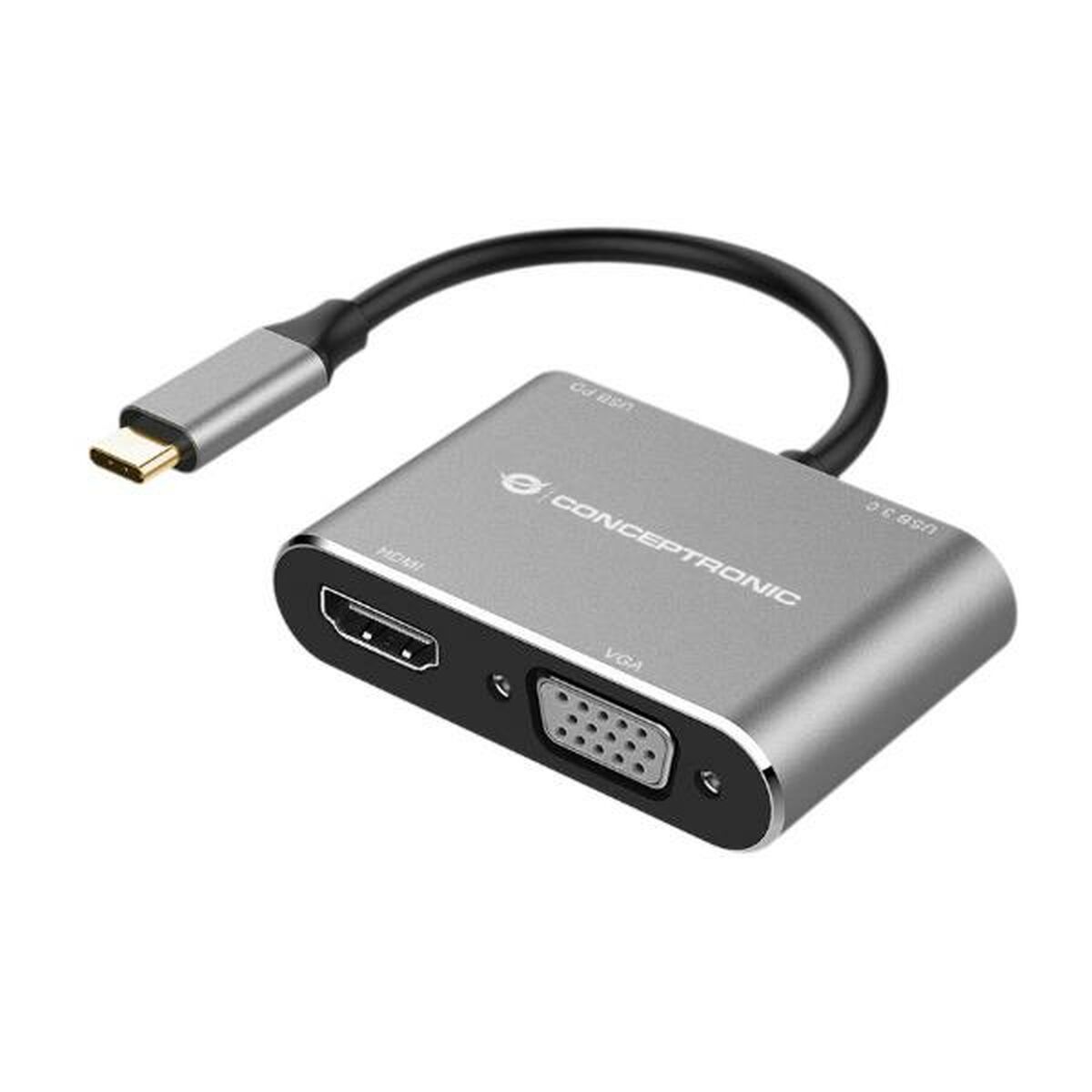 USB Hub Conceptronic DONN16G Grey 100 W