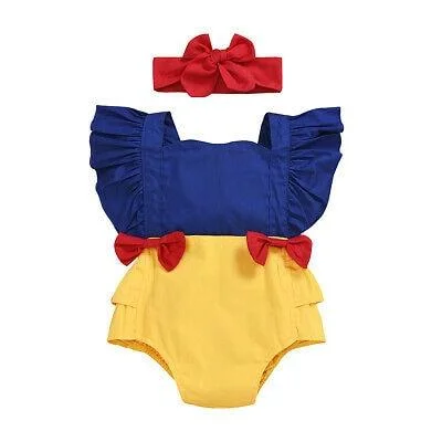 2020 Baby Summer Clothing Infant Newborn Princess Baby Girl Clothes Bowknot Bodysuit Jumpsuit Patchwork Outfit