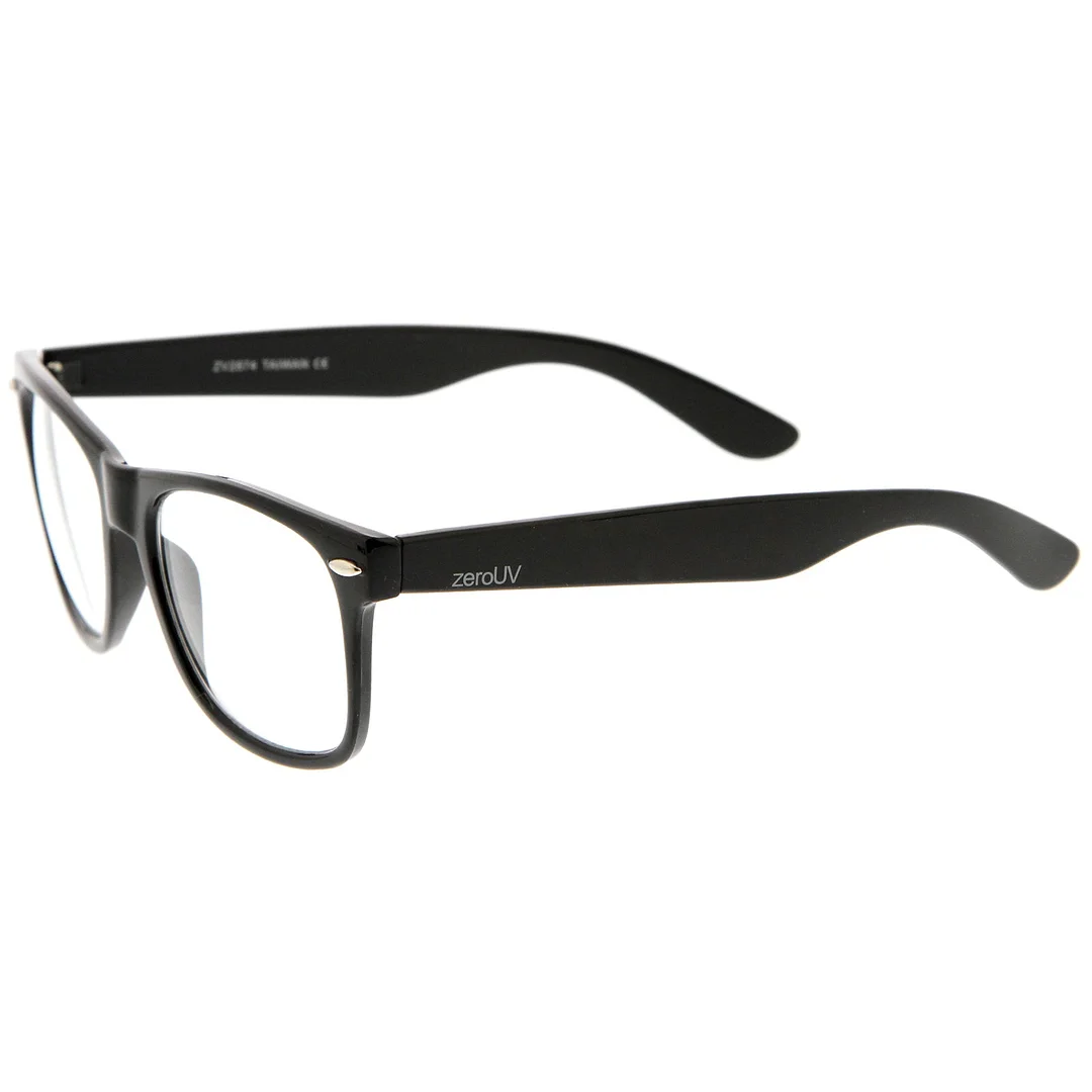 Retro Wide Temple Clear Lens Horn Rimmed Eyeglasses 54mm